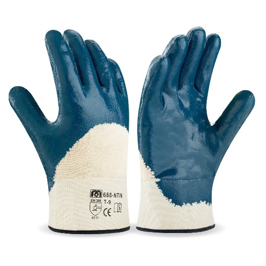 Guante nitrilo algodón con puño rígido y dorso transpirable 688-NT/N - Referencia 688-NT/N